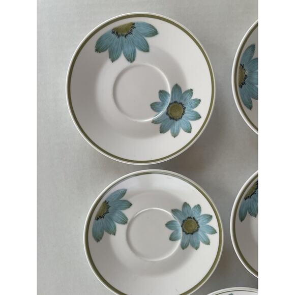 MCM Noritake Progression UP-SA DAISY Saucers Teal Daisy Set of 5 - Picture 4 of 5